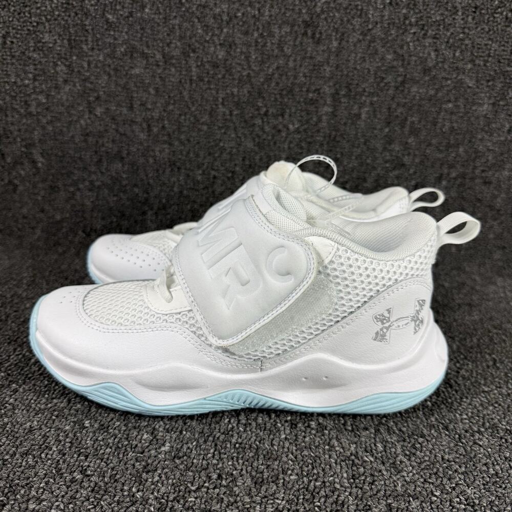 Under Armour Zone BB Kids Basketball Shoes Metallic Silver White Blue 5Y